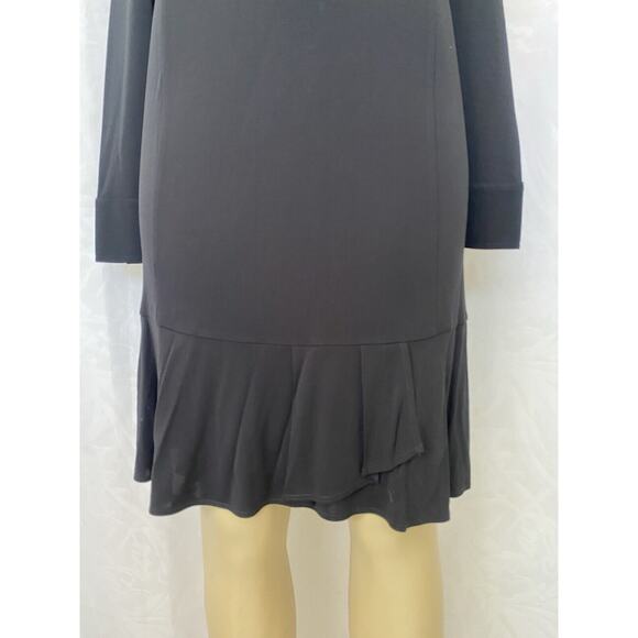 Tory Burch Foster Long Sleeve Ruffle Hem Black Dress Shift 32529 Round N… - Picture 4 of 12